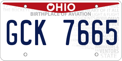 OH license plate GCK7665