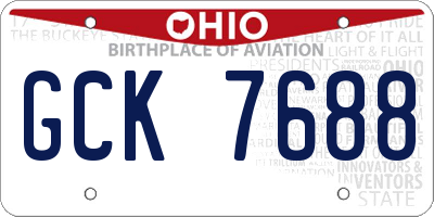 OH license plate GCK7688