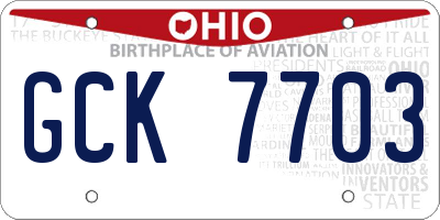 OH license plate GCK7703