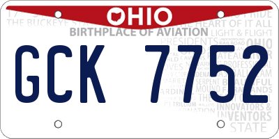 OH license plate GCK7752
