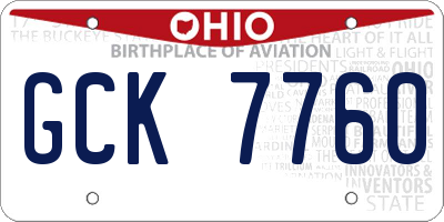 OH license plate GCK7760
