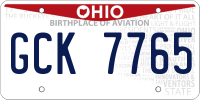 OH license plate GCK7765