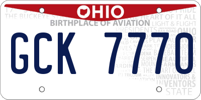 OH license plate GCK7770