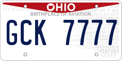 OH license plate GCK7777