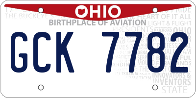 OH license plate GCK7782
