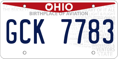 OH license plate GCK7783