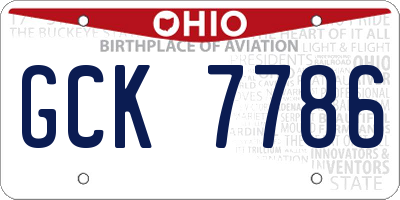 OH license plate GCK7786