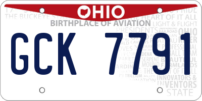 OH license plate GCK7791