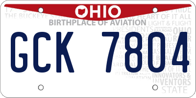 OH license plate GCK7804