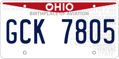 OH license plate GCK7805