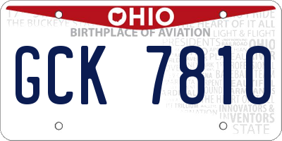 OH license plate GCK7810