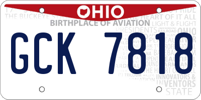 OH license plate GCK7818