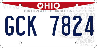 OH license plate GCK7824