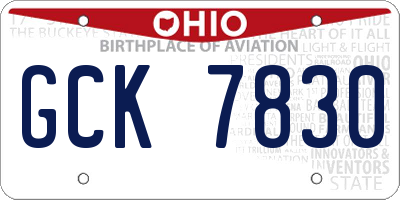 OH license plate GCK7830
