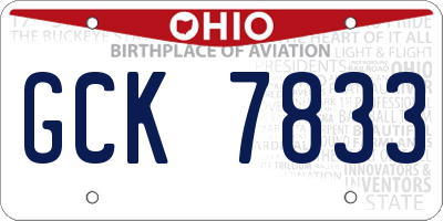 OH license plate GCK7833