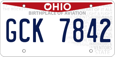 OH license plate GCK7842