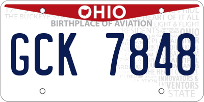 OH license plate GCK7848