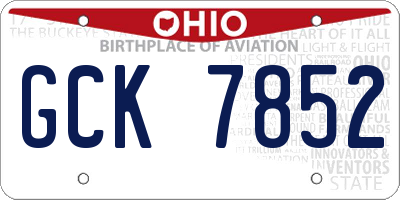 OH license plate GCK7852