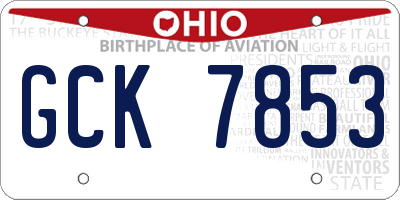 OH license plate GCK7853