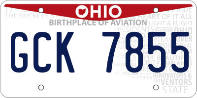 OH license plate GCK7855