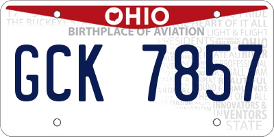 OH license plate GCK7857