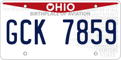 OH license plate GCK7859
