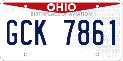 OH license plate GCK7861