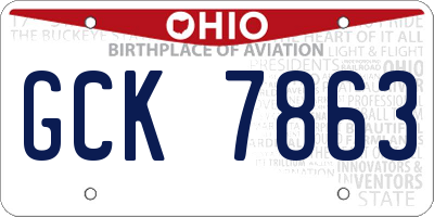 OH license plate GCK7863