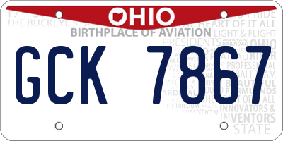 OH license plate GCK7867