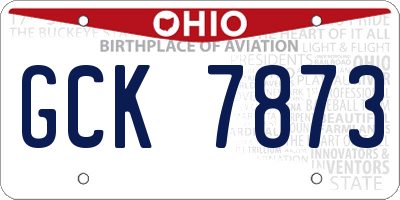 OH license plate GCK7873