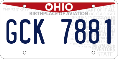 OH license plate GCK7881