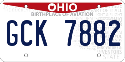 OH license plate GCK7882