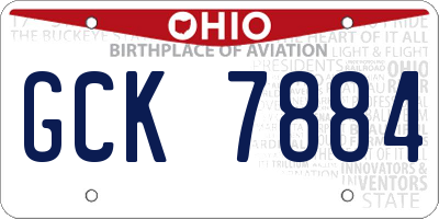 OH license plate GCK7884
