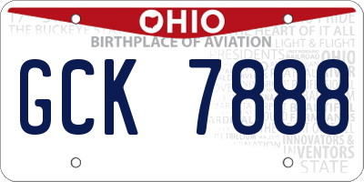 OH license plate GCK7888