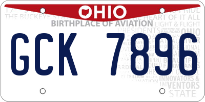 OH license plate GCK7896