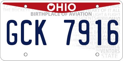 OH license plate GCK7916