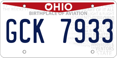 OH license plate GCK7933