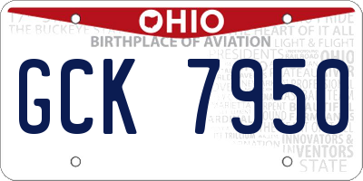 OH license plate GCK7950