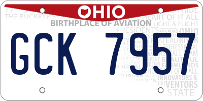 OH license plate GCK7957