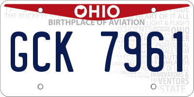 OH license plate GCK7961