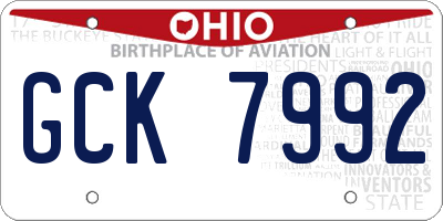 OH license plate GCK7992