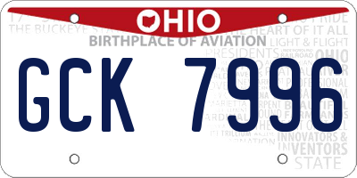OH license plate GCK7996