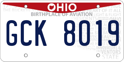 OH license plate GCK8019
