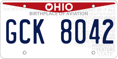 OH license plate GCK8042