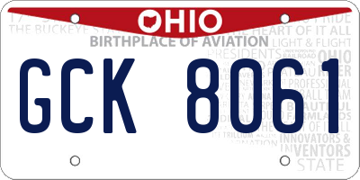 OH license plate GCK8061