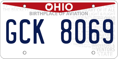 OH license plate GCK8069