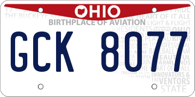 OH license plate GCK8077