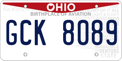 OH license plate GCK8089