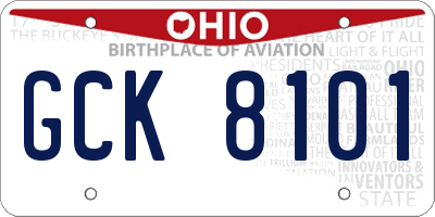 OH license plate GCK8101