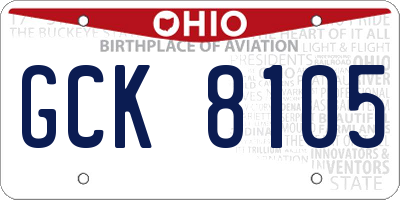 OH license plate GCK8105